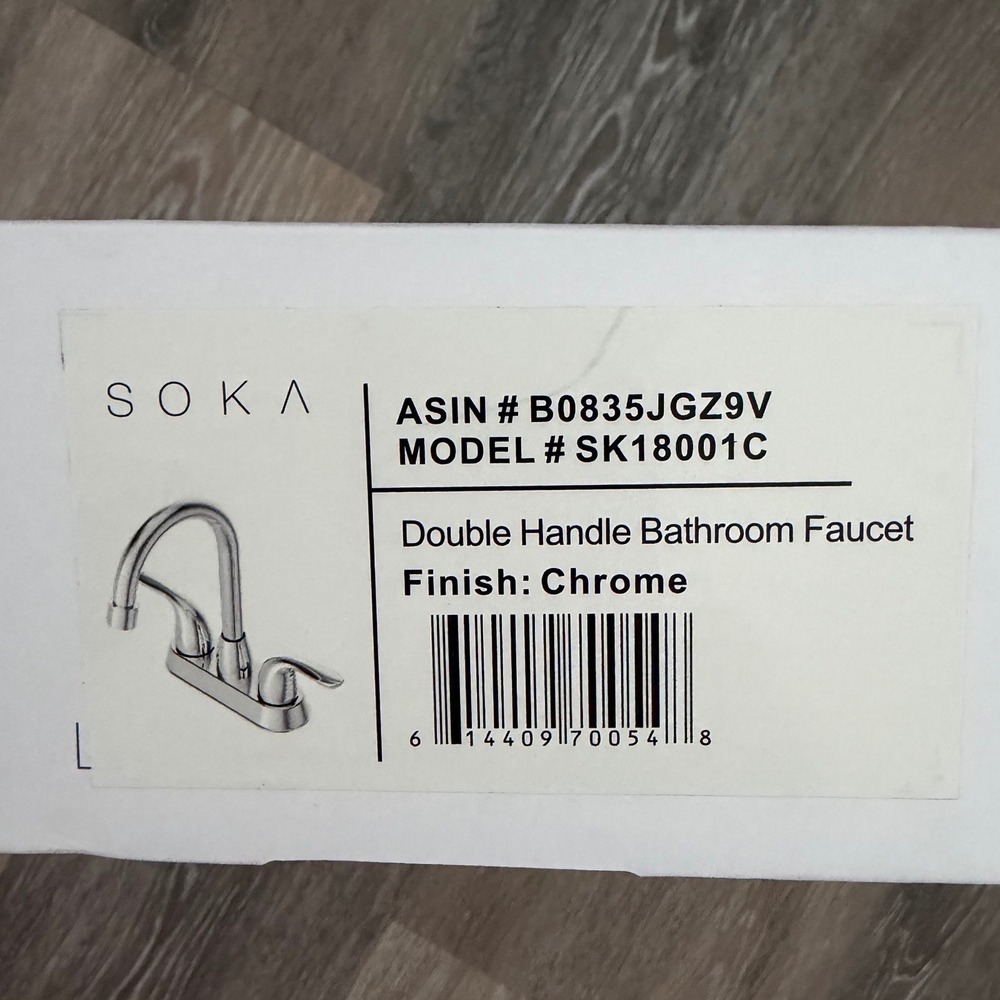 Soka Chrome Bathroom Sink Faucet Two Handle Goose Neck Assembly Brand New In Box - Picture 5 of 15